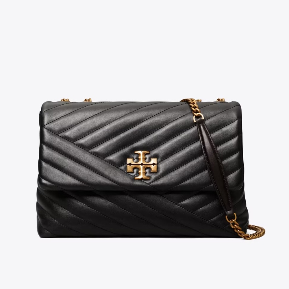 Tory Burch Black and Gold Quilted Shoulder Bag
